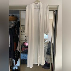 Long white satin robe